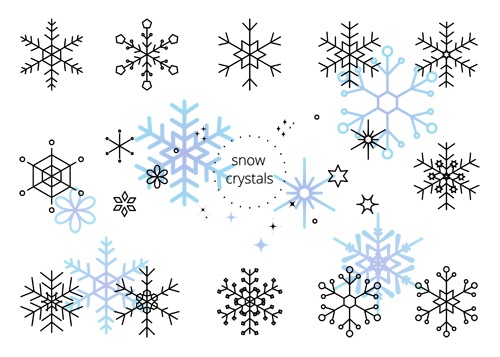 雪の結晶のイラストセット【PNG素材】