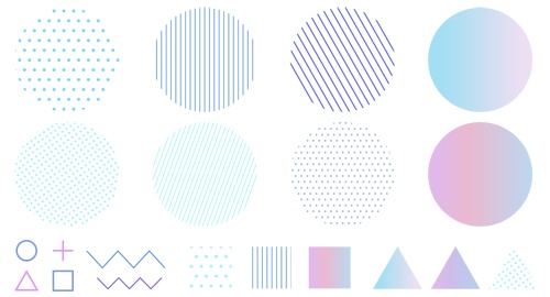 シンプルな幾何学模様の背景・装飾イラストセット【PNG素材】