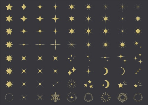 シンプルなキラキラアイコンセット2【PNG素材】