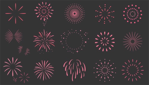 花火のイラストセット【PNG素材】