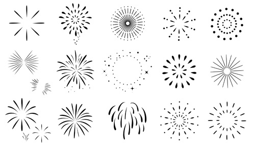 花火のイラストセット【PNG素材】