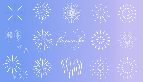 花火のイラストセット【PNG素材】