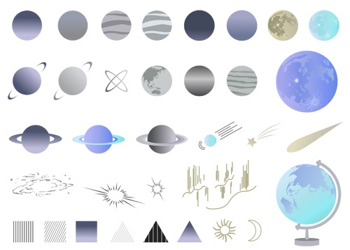 宇宙モチーフのイラストセット【PNG素材】
