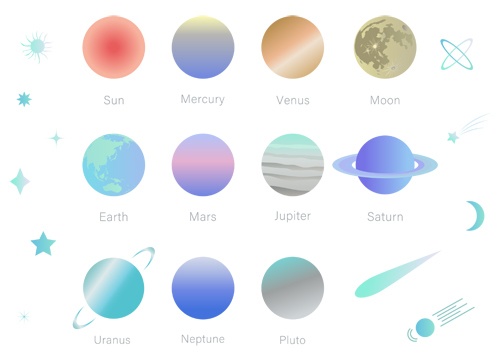 宇宙モチーフのイラストセット【PNG素材】