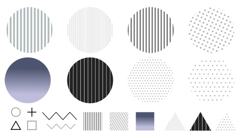 シンプルな幾何学模様・図形・記号の装飾イラストセット【PNG素材】