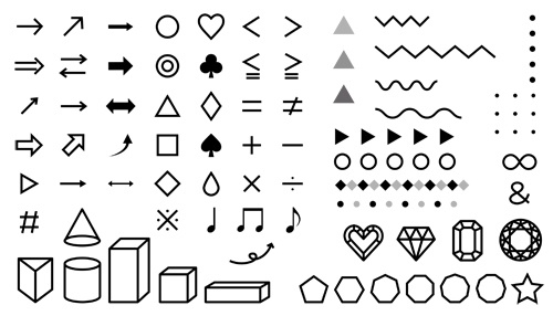 シンプルな幾何学模様・図形・記号の装飾イラストセット【PNG素材】