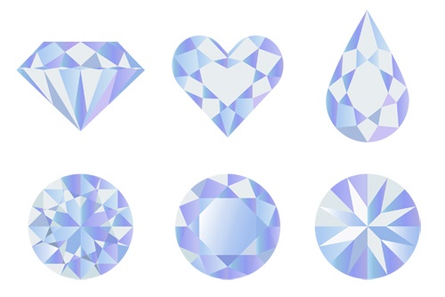 カラフルな宝石のアイコンセット【PNG素材】