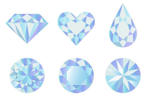カラフルな宝石のアイコンセット【PNG素材】