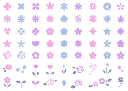 シンプルな花のアイコンセット【PNG素材】