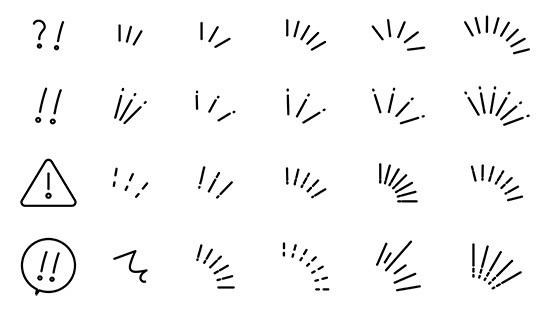 シンプルなキラキラアイコンセット3(線画)【PNG素材】