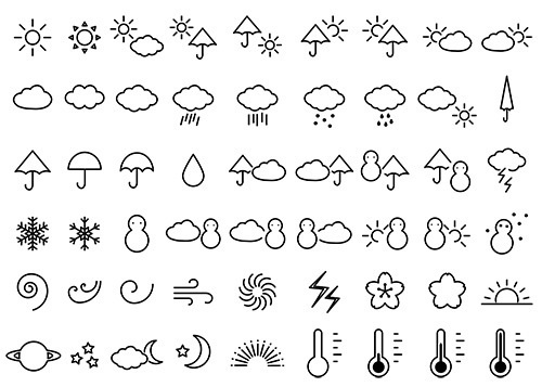 天気モチーフのイラストセット【PNG素材】