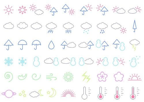 天気モチーフのイラストセット【PNG素材】