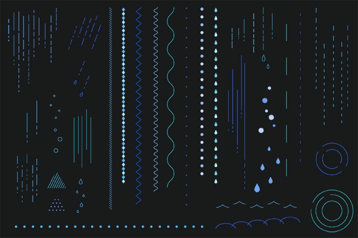 雨モチーフの装飾イラストセット【PNG素材】