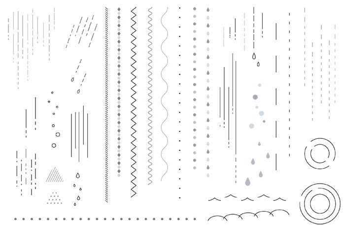 雨モチーフの装飾イラストセット【PNG素材】