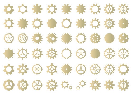 歯車のシルエットのイラストセット【PNG素材】