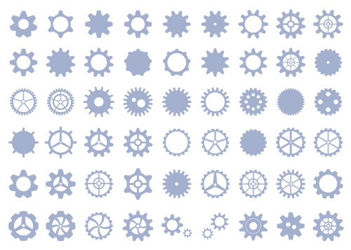 歯車のシルエットのイラストセット【PNG素材】
