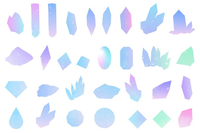グラデーションの鉱物・宝石のイラストセット【PNG素材】
