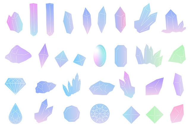 グラデーションの鉱物・宝石のイラストセット【PNG素材】