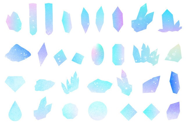 グラデーションの鉱物・宝石のイラストセット【PNG素材】