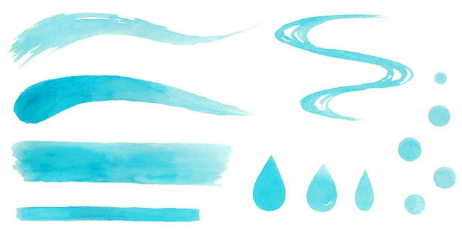 透明水彩で描いた和風の装飾イラストセット【PNG素材】