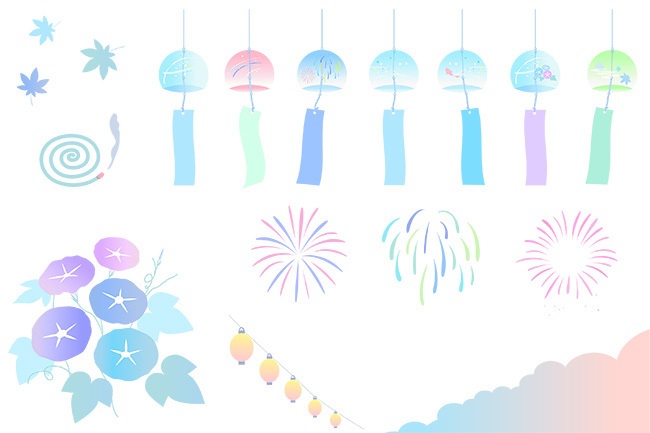 夏モチーフのイラストセット【PNG素材】