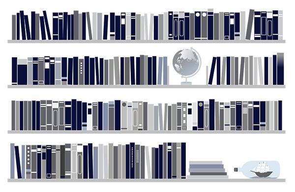 本棚のシルエットのイラストセット【PNG素材】