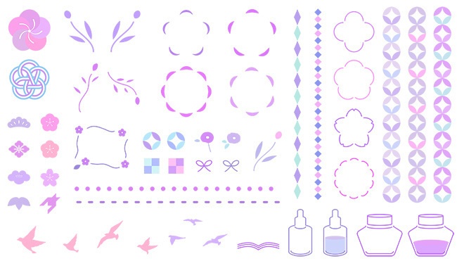 レトロな装飾イラストセット【PNG素材】