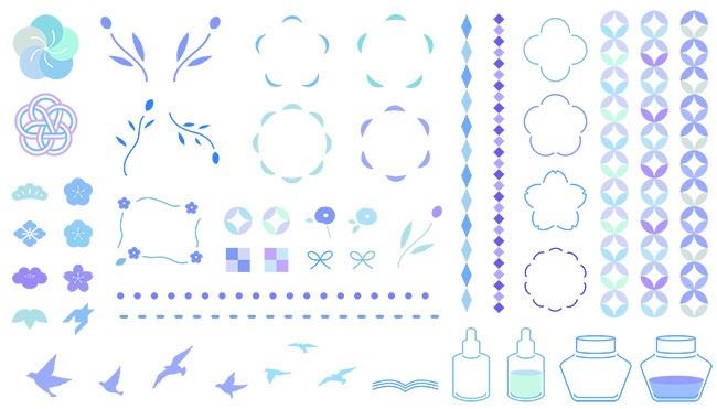 レトロな装飾イラストセット【PNG素材】