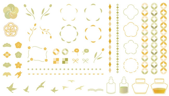 レトロな装飾イラストセット【PNG素材】