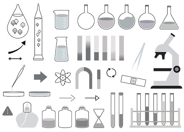 科学モチーフのアイコンセット【PNG素材】