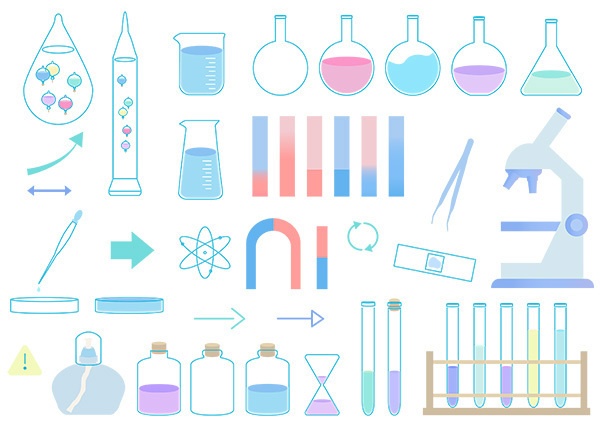 科学モチーフのアイコンセット【PNG素材】