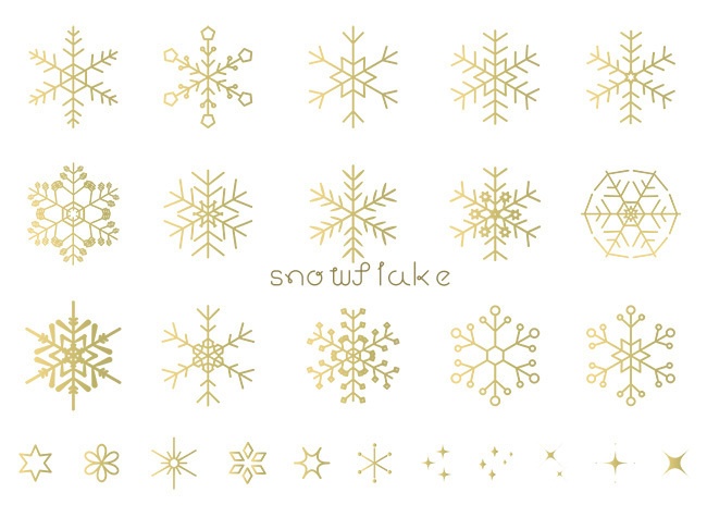 雪の結晶のイラストセット2【PNG素材】