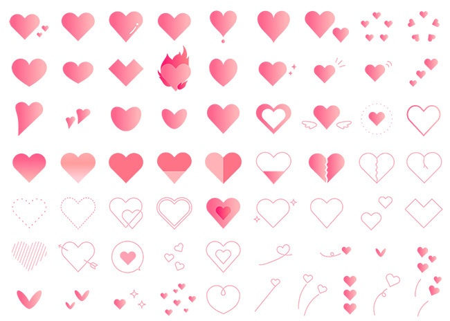 ハートの装飾イラストセット【PNG素材】