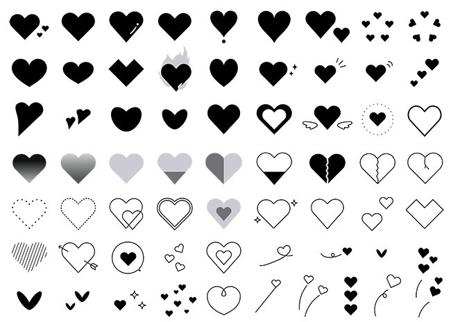 ハートの装飾イラストセット【PNG素材】