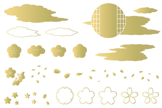 伝統文様と和風の装飾イラストセット【PNG素材】