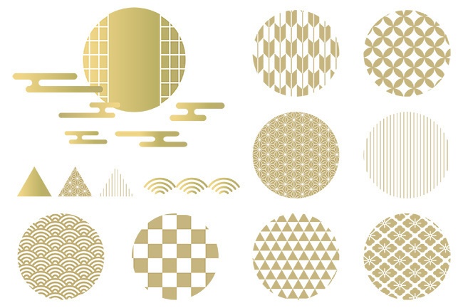 伝統文様と和風の装飾イラストセット【PNG素材】