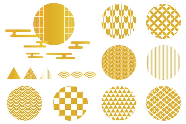 伝統文様と和風の装飾イラストセット【PNG素材】