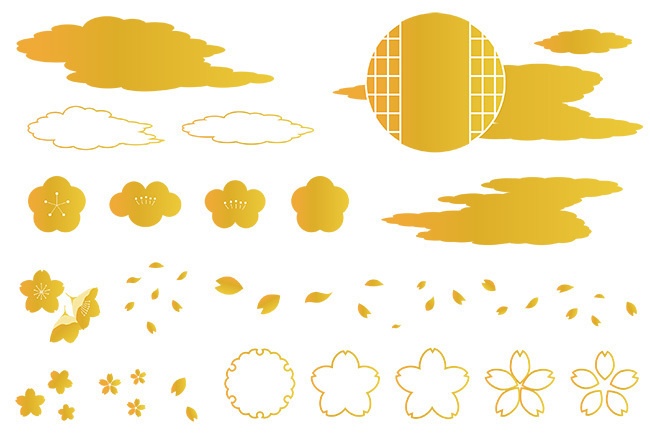 伝統文様と和風の装飾イラストセット【PNG素材】