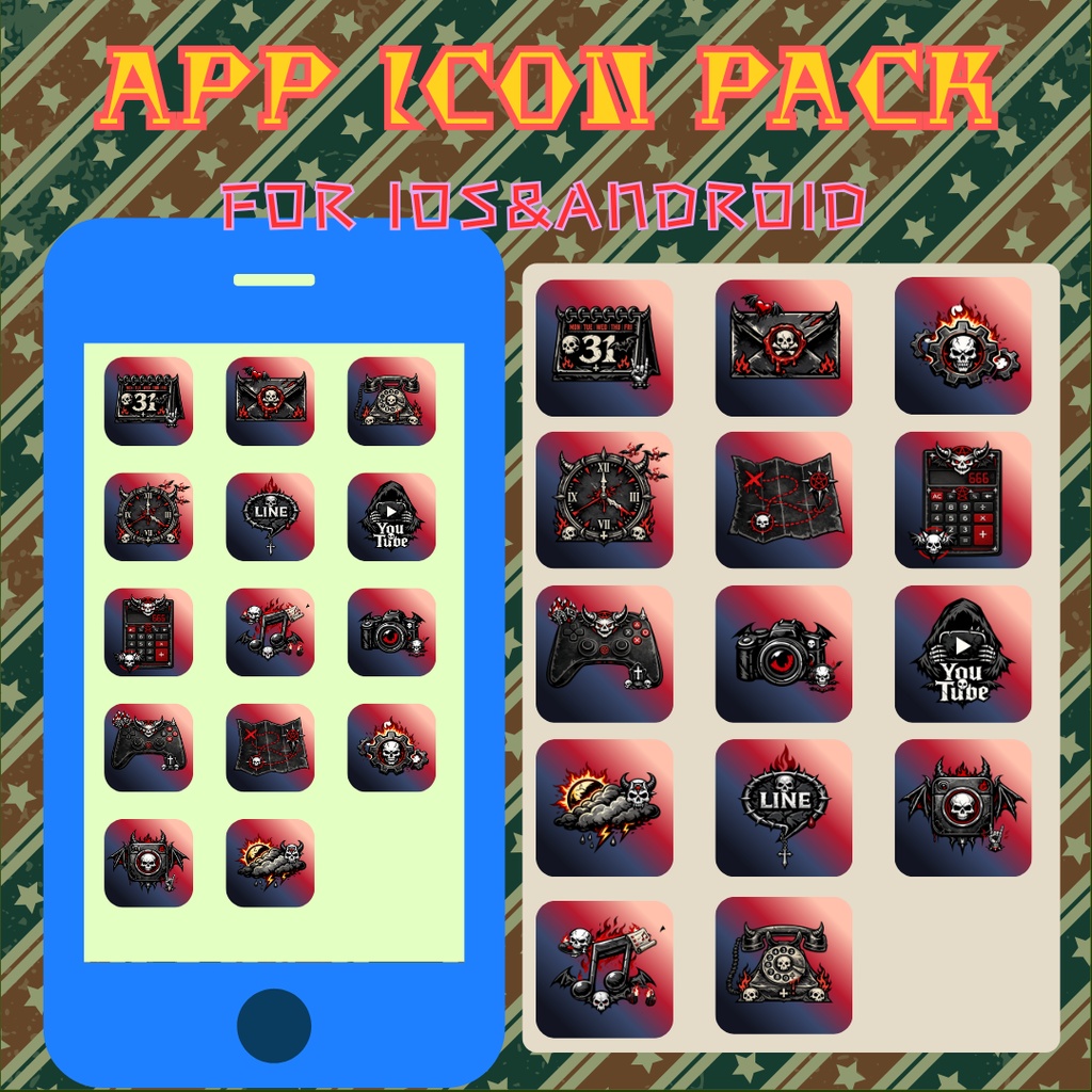 iPhone ICON PACK (ダークファンタジー✕ロックミュージック風)