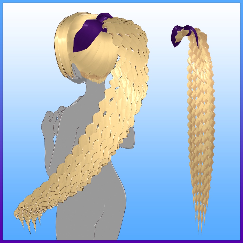 VRoid Studio「リボン付きベリーロングスパイラルポニーテールヘアー」