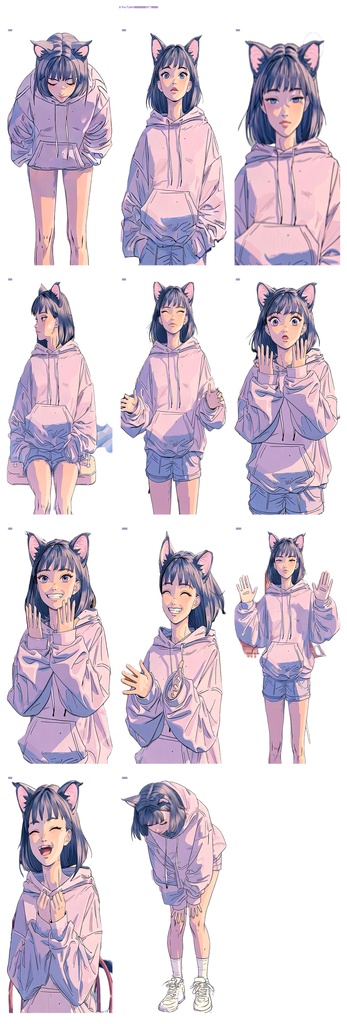 【配信向け立ち絵素材】猫耳少女×11表情 YouTuber・IRIAM・OBS対応 | 透過PNG | 商用OK