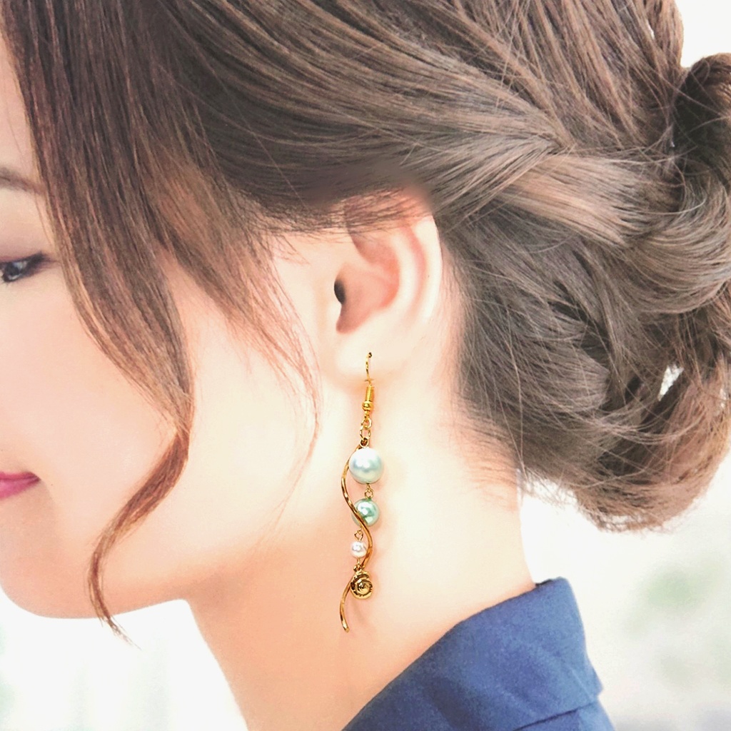 1点限定★ジェイド・フロイド/リーチ兄弟イメージ バブル×カーブ ピアス/イヤリング 151