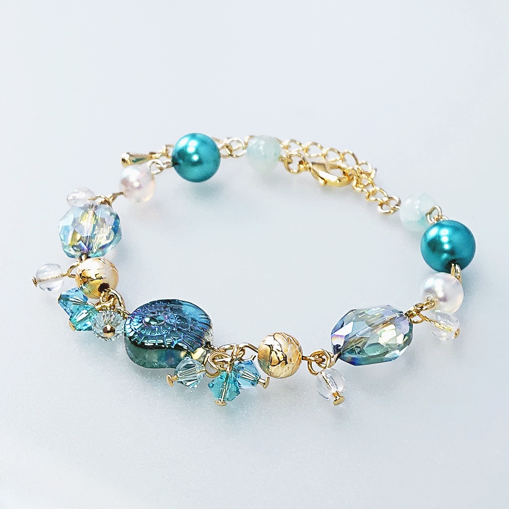 1点限り★ジェイド・フロイド イメージ シンメトリー巻貝ブレスレット