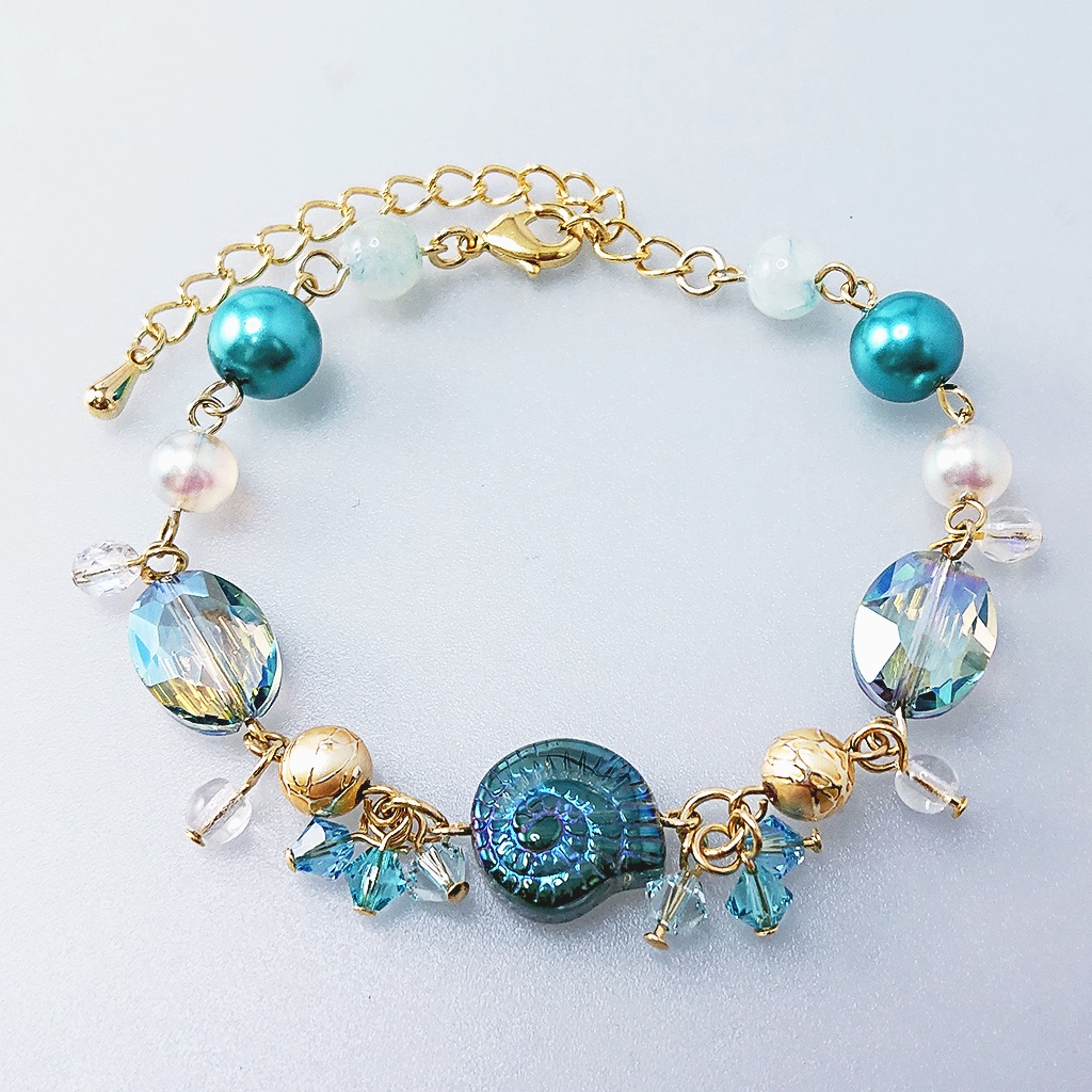 1点限り★ジェイド・フロイド イメージ シンメトリー巻貝ブレスレット