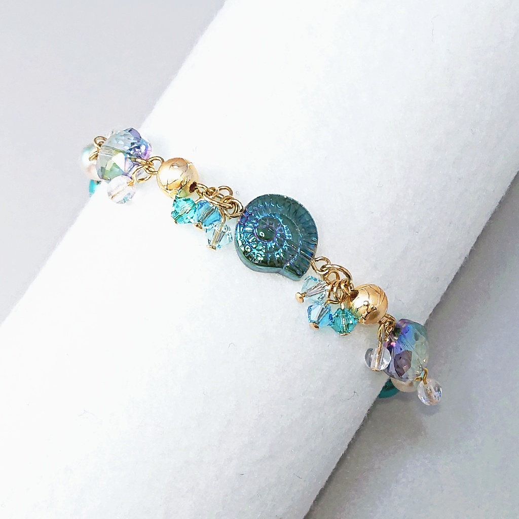 1点限り★ジェイド・フロイド イメージ シンメトリー巻貝ブレスレット