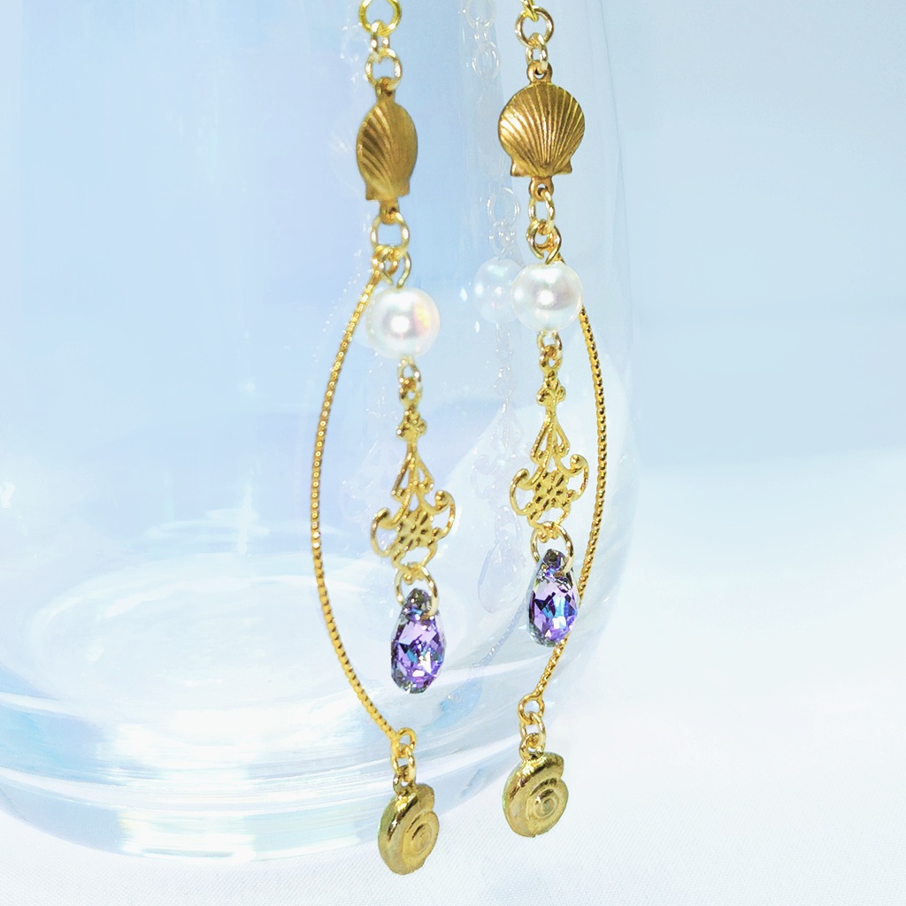 再販未定★【概念】オクタヴィネル/モストロラウンジイメージ スワロドロップ×巻貝 ロングデザイン ピアス/イヤリング