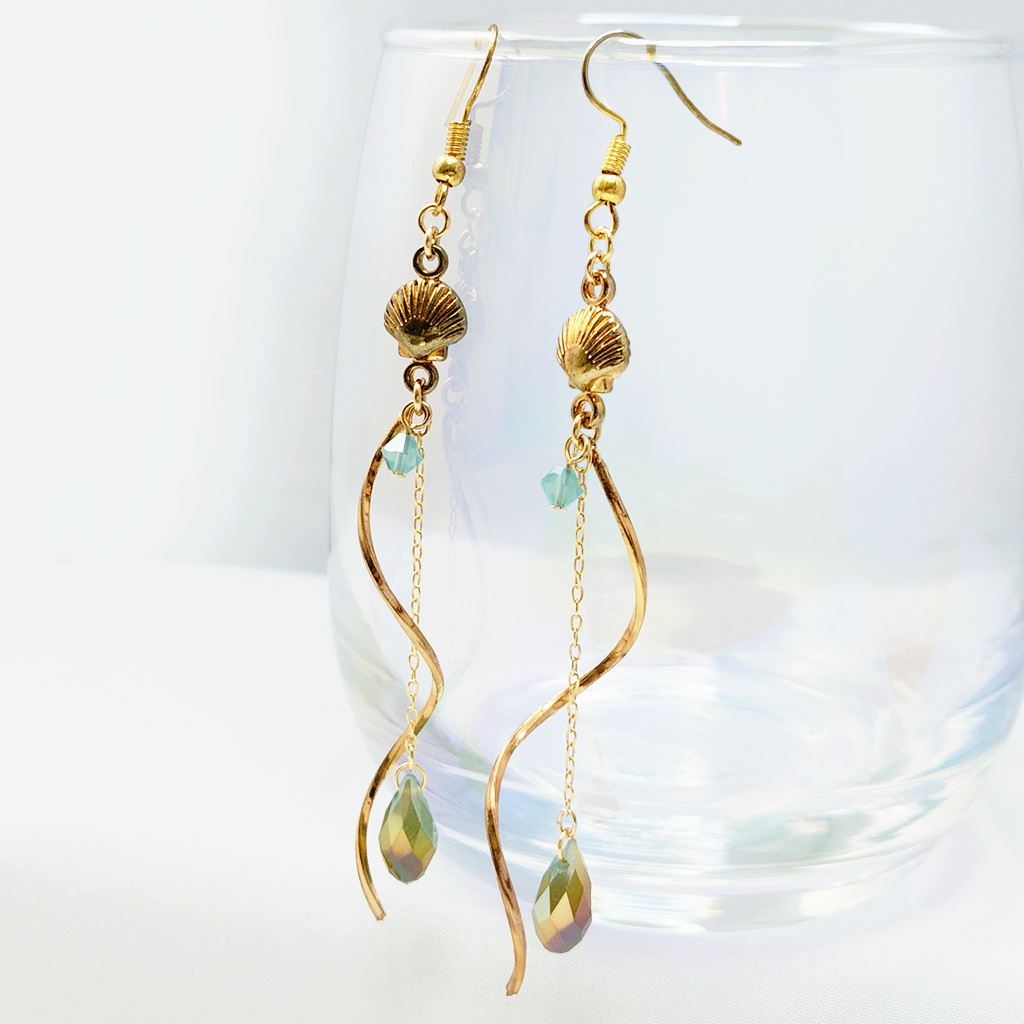 1点のみ★リーチ兄弟イメージ シェルモチーフ×ガラスドロップピアス ピアス/イヤリング