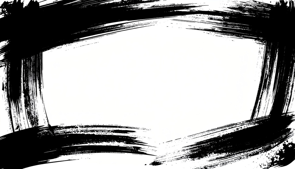 余白筆 - 趣のある墨絵風背景と筆致素材セット