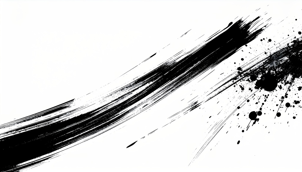 余白筆 - 趣のある墨絵風背景と筆致素材セット