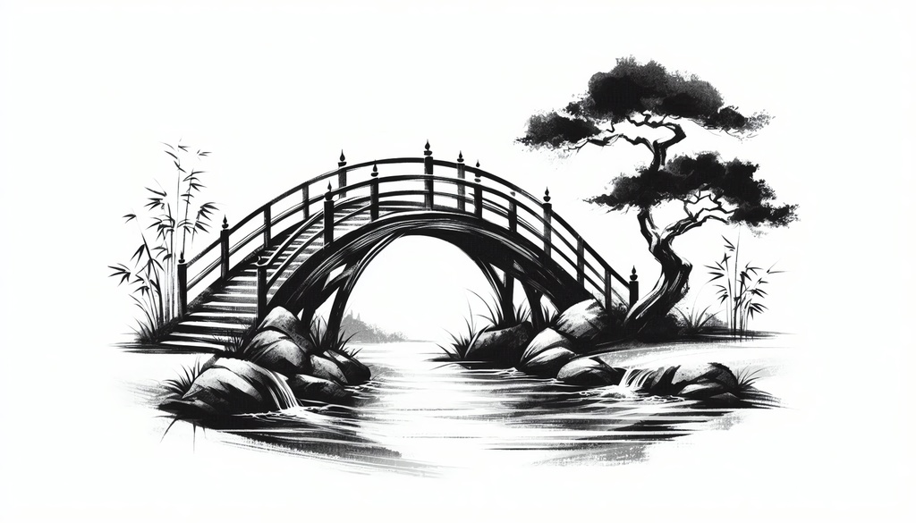 【和風】余白筆 墨絵の旅路 - 車窓と古都の情景素材集